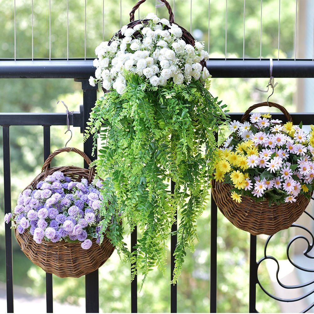 Handwoven Rattan Hanging Wall Planter for Indoor and Outdoor Decor