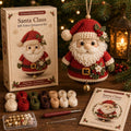 Santa character ornament shown with its DIY kit materials