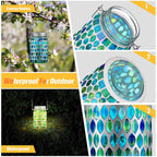 Solar Stained Glass Garden Light, Colorful Mosaic Outdoor Landscape Lamp
