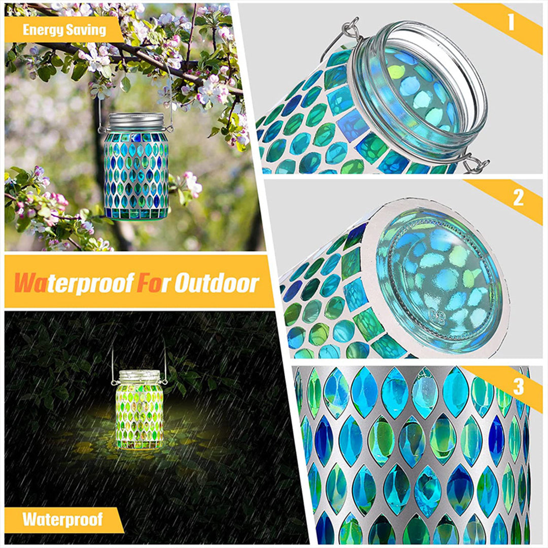 Solar Stained Glass Garden Light, Colorful Mosaic Outdoor Landscape Lamp