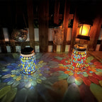 Solar Stained Glass Garden Light, Colorful Mosaic Outdoor Landscape Lamp