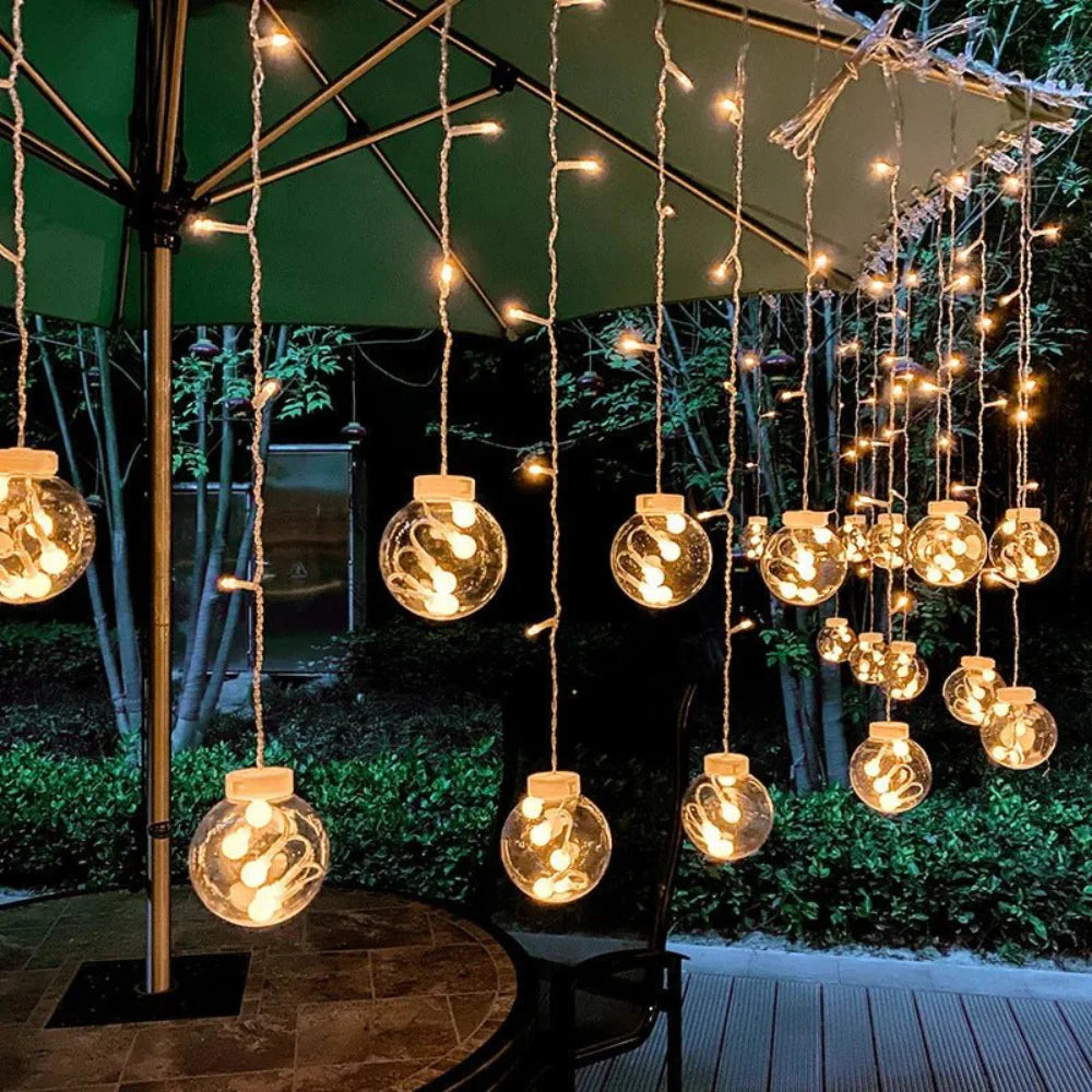 Solar Pendant String Lights, LED Outdoor Garden Patio Decorative Lights