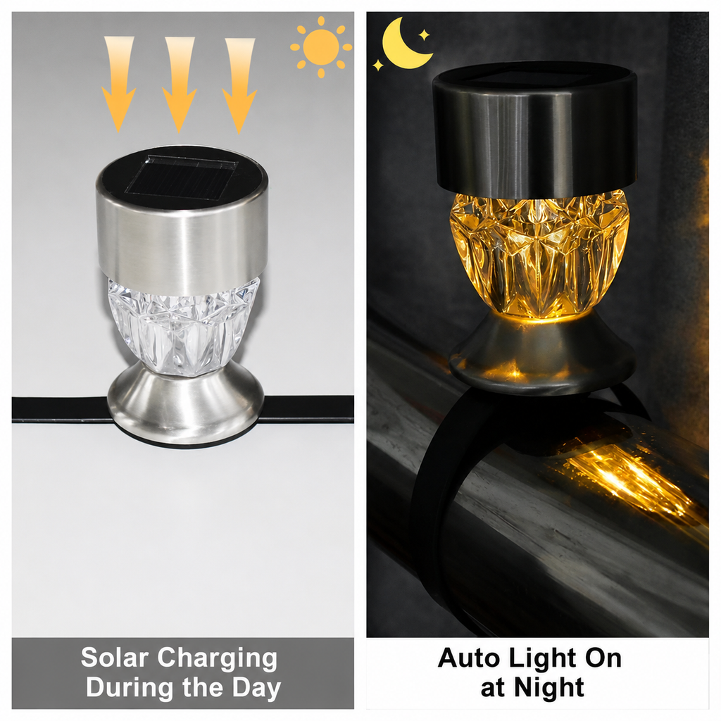 Solar railing light charging during the day and turning on automatically at night