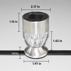 Solar railing light dimensions with 2.17 in width and mounting size details