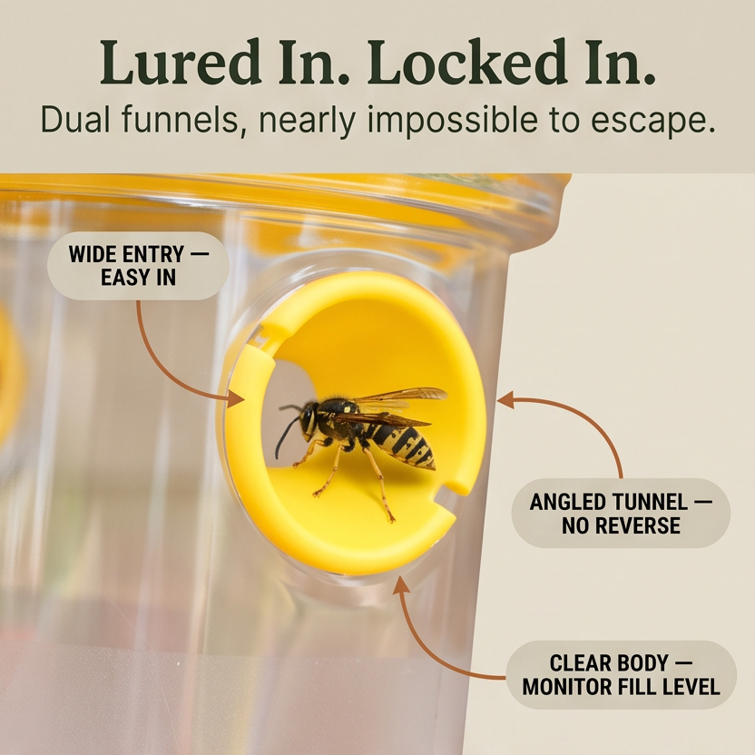 Solar Wasp Trap with LED, 2 Pack Hanging Outdoor Insect Trap for Garden