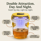 Solar Wasp Trap with LED, 2 Pack Hanging Outdoor Insect Trap for Garden