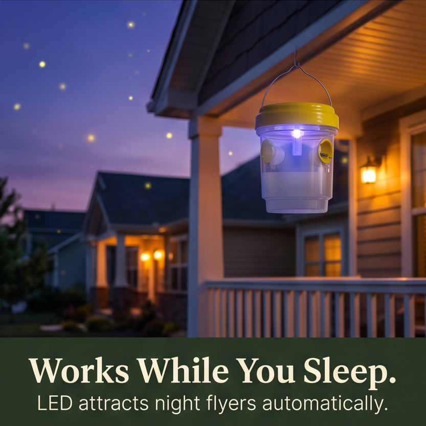 Solar Wasp Trap with LED, 2 Pack Hanging Outdoor Insect Trap for Garden