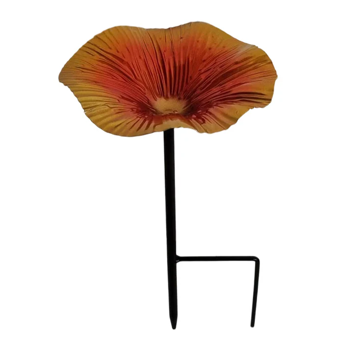 Hand Painted Flower Bird Feeder Stake, Colorful Iron Garden Decor for Outdoor Spaces