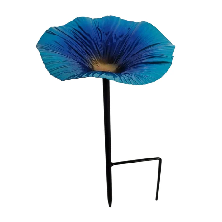 Hand Painted Flower Bird Feeder Stake, Colorful Iron Garden Decor for Outdoor Spaces