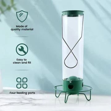 Squirrel proof bird feeder with four feeding ports and easy-fill design