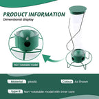 Product details of a squirrel proof bird feeder with hanging design and feeding ports