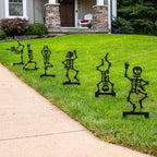 6-Piece Halloween Skeleton Yard Stakes Set - Outdoor Lawn Decorations