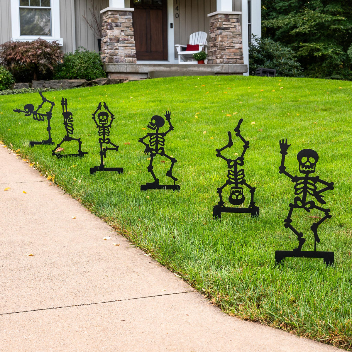 6-Piece Halloween Skeleton Yard Stakes Set - Outdoor Lawn Decorations