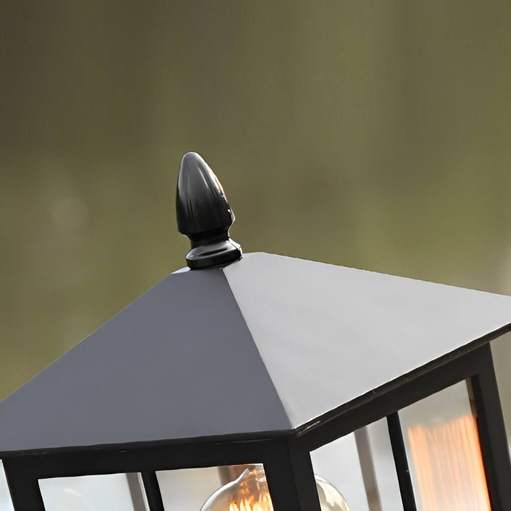 Solar Stone Light Pillar, Black Outdoor LED Garden Column Light