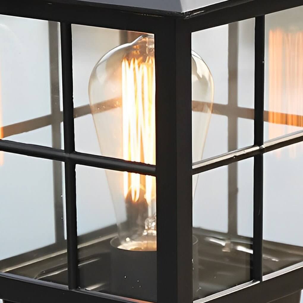 Solar Stone Light Pillar, Black Outdoor LED Garden Column Light