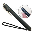 Textured handle and wrist strap on the compact telescoping stick