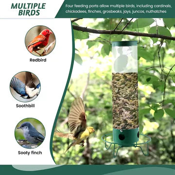 Wild bird feeder with multiple feeding ports for different backyard birds