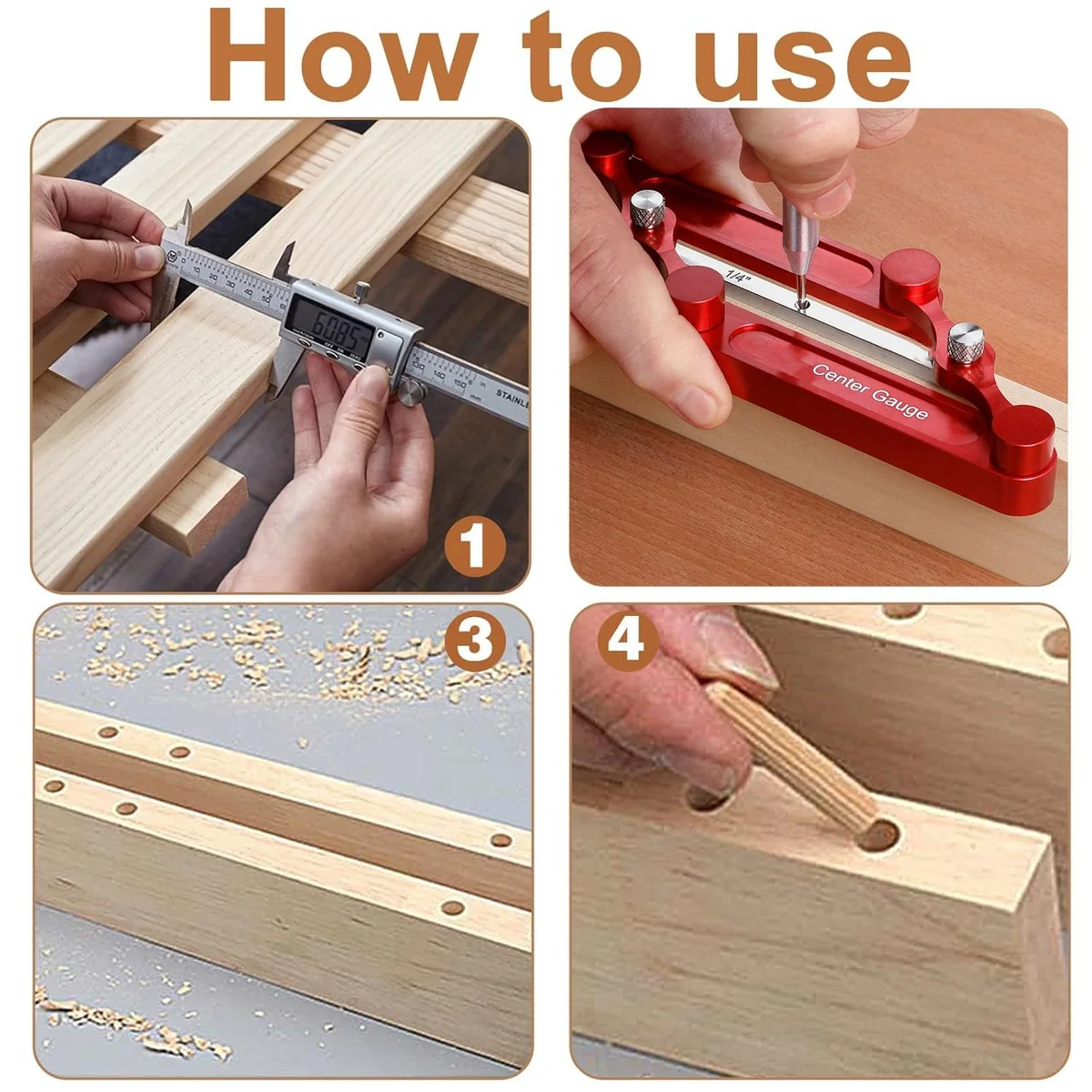 How to use a woodworking center marking gauge for measuring, drilling and aligning dowel holes in wood